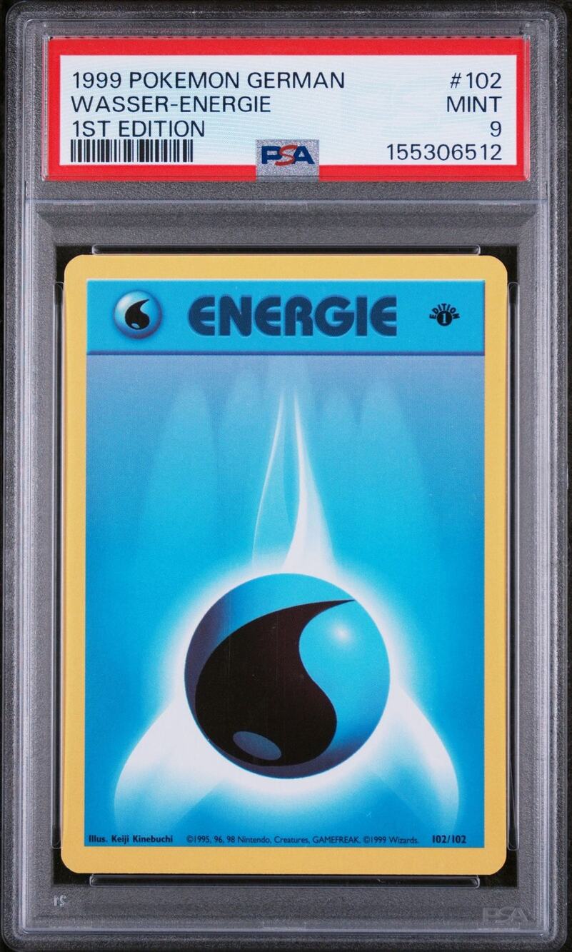 PSA 9 MINT Water Energy (Wasser-Energie) 1st 102/102 1999 German Base Set Card